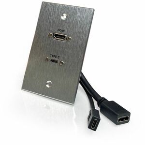 Comprehensive HDMI and USB-C 3.0 Pass-Through Single Gang Aluminum Wall Plate with Pigtail