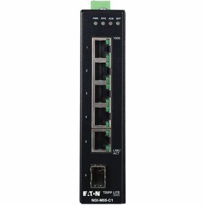 Tripp Lite 5-Port Managed Industrial Gigabit Ethernet Switch - 10/100/1000 Mbps, GbE SFP Slot, -40° to 75°C, DIN Mount