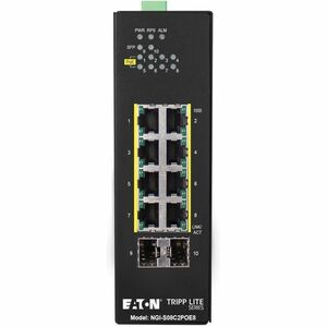 Tripp Lite by Eaton 8-Port Lite Managed Industrial Gigabit Ethernet Switch - 10/100/1000 Mbps, PoE+ 30W, 2 GbE SFP Slots, -10Â° to 60Â°C, DIN Mount - TAA Compliant