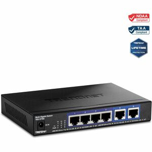 TRENDnet 6-Port 10G Switch, 4 x 2.5G RJ-45 Base-T Ports, 2 x 10G RJ-45 Ports, 60Gbps Switching Capacity, Wall Mountable, 10 Gigabit Network Connections, Lifetime Protection, Black, TEG-S762