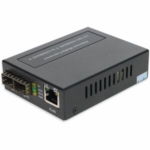 AddOn 1x 10/100/1000Base-TX(RJ-45) to 2x Open SFP Port Managed Media Converter Switch
