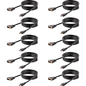 StarTech.com 6ft (1.8m) HDMI to DVI Cable, DVI-D to HDMI Display Cable (1920x1200p), 10 Pack, Black, HDMI to DVI-D Adapter Cord M/M