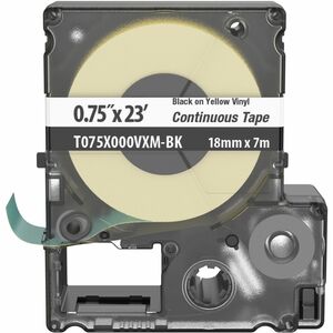 Panduit PXE T075X000VXM-BK MP Printer Cont. Tape, Safety & ID, Vinyl, Blk/Ylw, .75" W
