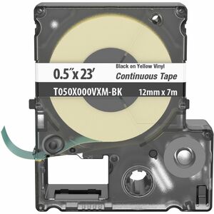Panduit PXE T050X000VXM-BK MP Printer Cont. Tape, Safety & ID, Vinyl, Blk/Ylw, 0.5" W