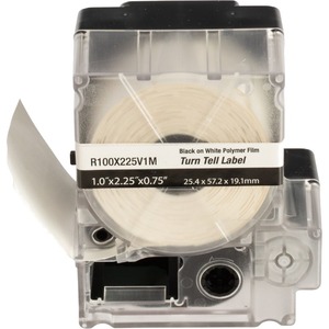 Panduit PXE R100X225V1M MP Printer Turn-Tell Label, Vinyl, White, 2.25"x1" , 0.75"POH