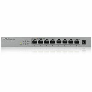 Zyxel 8-Port 2.5GbB MultiGig Ethernet Unmanaged Switch | 8 x 100/1G/2.5G Mbps Ports | Plug & Play | Metal Housing | Desktop or Wall-Mount | Ethernet Splitter | Lifetime Warranty | MG-108