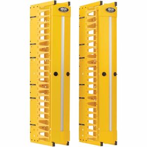 Tripp Lite by Eaton High-Capacity Vertical Cable Manager - Deep Double Finger Duct with Cover, Single Sided, 6 in. Wide, Yellow, 7 ft. (2.2 m)