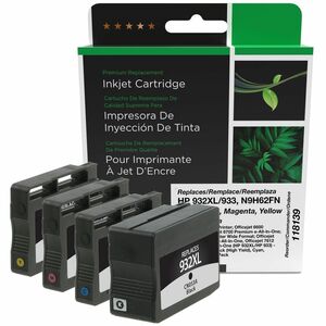 Clover Imaging Remanufactured High Yield Black, Cyan, Magenta, Yellow Ink Cartridges for HP 932XL/933 (N9H62FN) 4-Pack