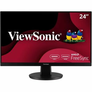 ViewSonic VA2447-MHU 24 Inch Full HD 1080p USB C Monitor with Ultra-Thin Bezel, AMD FreeSync, 75Hz, Eye Care, 15W Charging, HDMI, and VGA Inputs for Home and Office