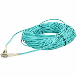 AddOn 140m LC to LC Aqua OM4 Duplex OFNP (Plenum-Rated) MMF (Multi Mode) Fiber Patch Cable, 50/125