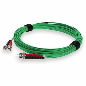 AddOn 2m ST to ST Green OM4 Duplex OFNR (Riser-Rated) MMF (Multi Mode) Fiber Patch Cable, 50/125
