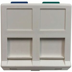 Tripp Lite 2-Port European-Style Insert, Unloaded Shuttered Angled Module, Icon Tabs, White