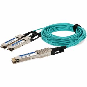 AddOn Dell&reg; AOC-Q28DD-2Q28-100G-15M Compatible TAA Compliant 200GBase-AOC QSFP28-DD to 2xQSFP28 Active Optical Cable (850nm, MMF, 15m)