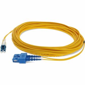 AddOn 12m SC to LC Yellow OS2 Duplex OFNR (Riser-Rated) TAA SMF (Single Mode) Fiber Patch Cable, 9/125