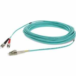 AddOn 18m ST to LC Aqua OM4 Duplex OFNR (Riser-Rated) TAA MMF (Multi Mode) Fiber Patch Cable, 50/125