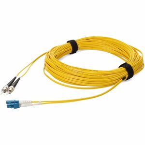 AddOn 18m ST to LC Yellow OS2 Duplex OFNR (Riser-Rated) TAA SMF (Single Mode) Fiber Patch Cable, 9/125