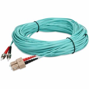 AddOn 25m ST to SC Aqua OM4 Duplex OFNR (Riser-Rated) TAA MMF (Multi Mode) Fiber Patch Cable, 50/125