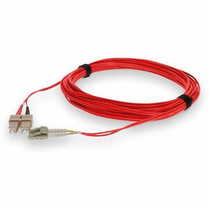 AddOn 1m SC to LC Red OM4 Duplex OFNR (Riser-Rated) MMF (Multi Mode) Fiber Patch Cable, 50/125