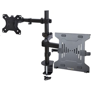 StarTech.com Monitor Arm with VESA Laptop Tray, For a Laptop & Single Display up to 32" , Adjustable Desk Laptop Arm Mount, C-clamp/Grommet