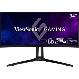 ViewSonic ELITE XG341C-2K 34 Inch 1440p Curved Gaming Monitor with 1ms, 200Hz, Mini LED, HDMI 2.1, DisplayPort, and USB C for Esports