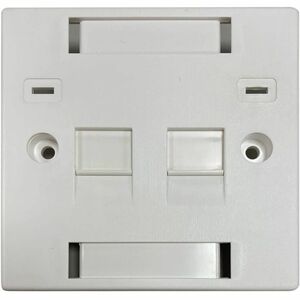 Tripp Lite 2-Port UK-Style Keystone Wall Plate, Unloaded Shuttered Module, Icon Tabs, White