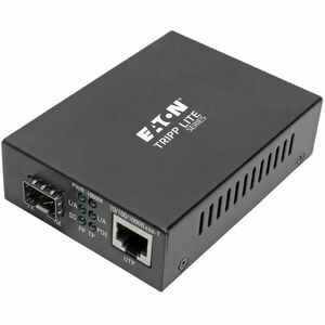 Tripp Lite Gigabit SFP Fiber to Ethernet Media Converter, POE+, International Power Cables, 10/100/1000 Mbps