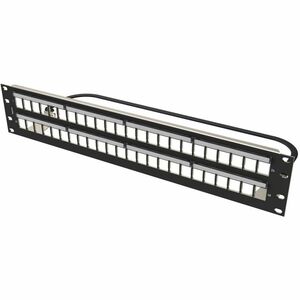 Ortronics Clarity 48-Port, 2RU Shielded High Density Jack, Unloaded Flat Panel - Black