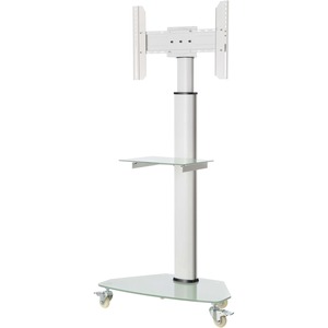 Tripp Lite Premier Rolling TV Cart for 37" to 70" Displays, Frosted Glass Base and Shelf, Locking Casters, White