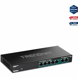 TRENDnet 7-Port Multi-Gig PoE+ Switch, 5 x 1G RJ-45 PoE+ BASE-T Ports, 2 x 2.5G RJ-45 PoE+ Ports, 20Gbps Switching Capacity, Wall Mountable, Network Ethernet Switch, Lifetime Protection, Black,TPE-TG327