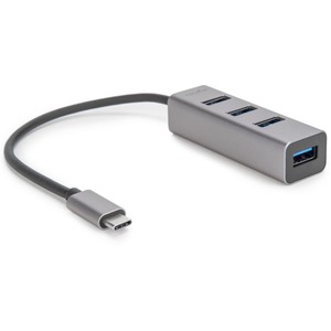 Rocstor Premium Portable 4 Port Aluminum Hub - USB-C to 4x USB-A Hub - USB 3.0 Hub - Bus Powered - USB C to USB Type-A Hub - USB Type C - External - USB-C 3.1 to 4 USB Type-A 3.0 Port(s) USB-A - For MacBook©, MacBook Air©, MacBook Pro©, Chromebook™, Microsoft© Surface© - Aluminum - Gray