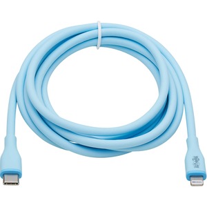 Tripp Lite Safe-IT USB-C to Lightning Sync/Charge Antibacterial Cable, Ultra Flexible, MFi Certified - USB 2.0 (M/M), Light Blue, 6 ft. (1.83 m)