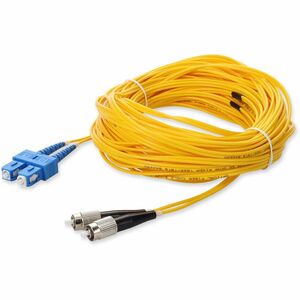 AddOn 12m SC to FC Yellow OS2 Duplex OFNR (Riser-Rated) SMF (Single Mode) Fiber Patch Cable, 9/125