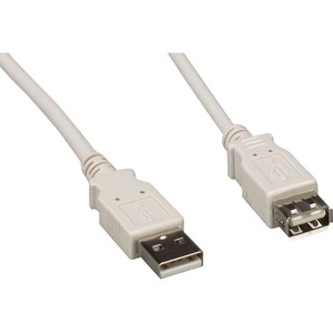 ENET USB 2.0 A Male to A Female 10FT Extension White Cable