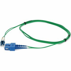 AddOn 2m SC to LC Green OS2 Duplex OFNR (Riser-Rated) SMF (Single Mode) Fiber Patch Cable, 9/125