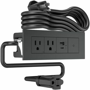 Wiremold Dash 2-Cube FPC - 6ft Power Cord - Two 15 Amp Outlets - 15W USB A/C Ports - Mechanical Switch - Graphite
