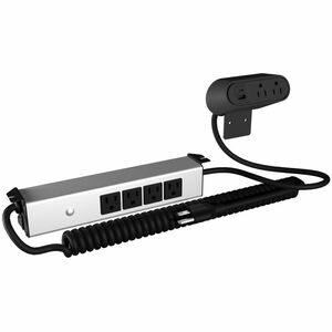 Wiremold Sit/Stand Desk Power Module - 2 Surface Outlets - 4 Below Surface Outlets - Coiled Cord - Black - TAA Compliant