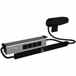 Wiremold Sit/Stand Desk Power Module - 3 Surface Outlets - 4 Below Surface Outlets - Coiled Cord - Black - TAA Compliant