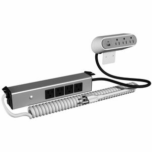 Wiremold Sit/Stand Desk Power Module - 3 Surface Outlets - 4 Below Surface Outlets - Coiled Cord - White - TAA Compliant