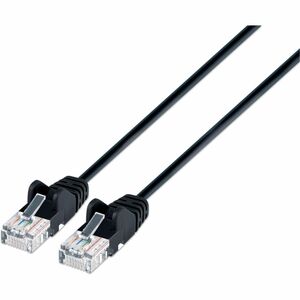 Intellinet Cat6a U/UTP Slim Network Patch Cable, 3 ft., Black