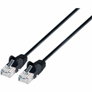 Intellinet Cat6a U/UTP Slim Network Patch Cable, 7 ft., Black