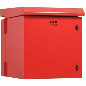 Tripp Lite SmartRack Industrial Enclosure with Lock - NEMA 3R, Wall Mount, Metal Construction, Hinged Back, Internal Fans, 28 in. Depth, 12U, Red