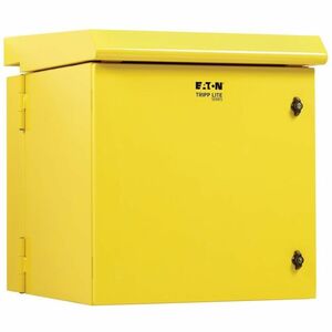 Tripp Lite SmartRack Industrial Enclosure with Lock - NEMA 3R, Wall Mount, Metal Construction, Hinged Back, Internal Fans, 28 in. Depth, 12U, Yellow