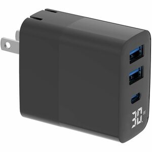 4XEM 30W Wall Charger Triple Output w/ display - Black