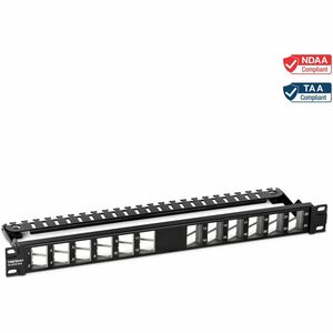 TRENDnet 24-Port Blank Angled Keystone Shielded 1U Patch Panel, TC-KP24SA, STP, Cat6A, Cat5, Cat5e, Cat6, 19" Rackmount Design, Black