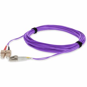 AddOn 10m SC to LC Violet OM4 Duplex OFNR (Riser-Rated) TAA Fiber Patch Cable