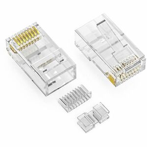 Axiom RJ45 CAT6A UTP Plug, 3pc Type, Solid/Stranded Wire, 50 Micron, 100-pack