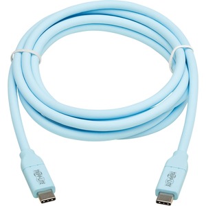 Tripp Lite by Eaton Safe-IT USB-C Cable (M/M), Antibacterial, Ultra Flexible, 240W PD Charging, Light Blue, 6 ft. (1.8 m)