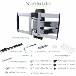 StarTech.com Wall Mount for Flat Panel Display, Curved Screen Display, Digital Signage Display, TV - Black, Silver - TAA Compliant