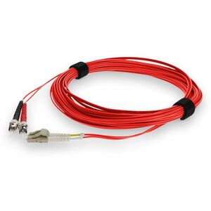 AddOn 1m ST to LC Red OM4 Duplex OFNR (Riser-Rated) TAA MMF (Multi Mode) Fiber Patch Cable, 50/125