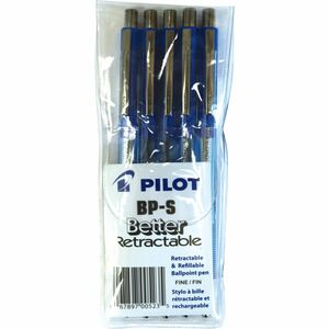 Pilot&reg; BPS Better Retractable Ball Point Pens Fine Point Blue 5/pkg